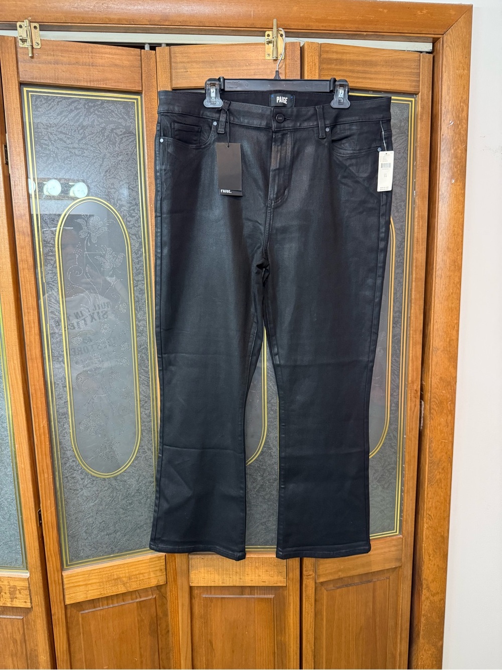 PAIGE LADIES Black Coated Flare Jeans - BRAND NEW